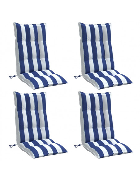 Cuscini Sedia Schienale Alto 4 pz Bianco e Blu Tessuto Oxford