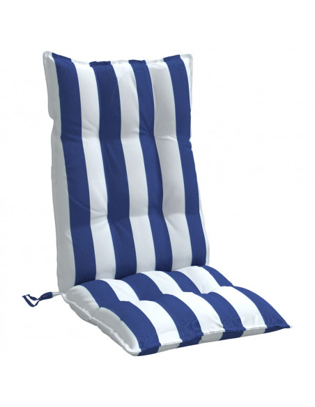 Cuscini Sedia Schienale Alto 4 pz Bianco e Blu Tessuto Oxford