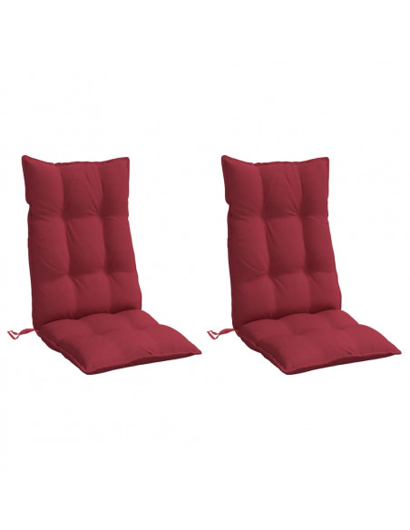 Cuscini Sedia con Schienale Alto 2 pz Rosso Vino Tessuto Oxford
