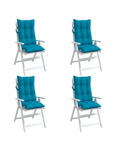 Cuscini Sedia con Schienale Alto 4 pz Blu Chiaro Tessuto Oxford