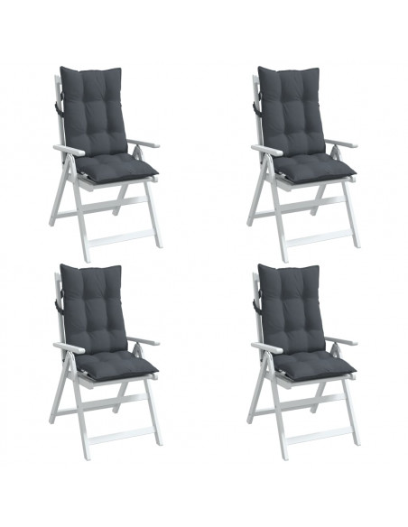 Cuscini per Sedia Schienale Alto 4 pz Antracite Tessuto Oxford