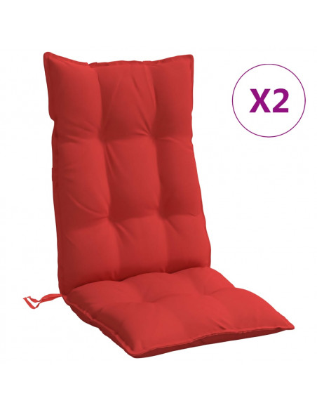 Cuscini per Sedia con Schienale Alto 2 pz Rosso Tessuto Oxford