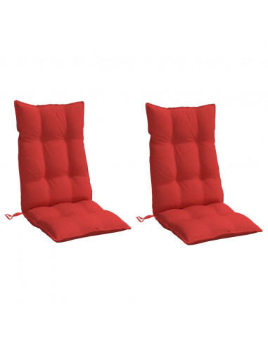 Cuscini per Sedia con Schienale Alto 2 pz Rosso Tessuto Oxford