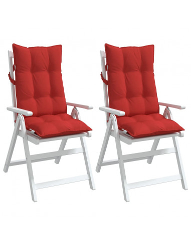 Cuscini per Sedia con Schienale Alto 2 pz Rosso Tessuto Oxford