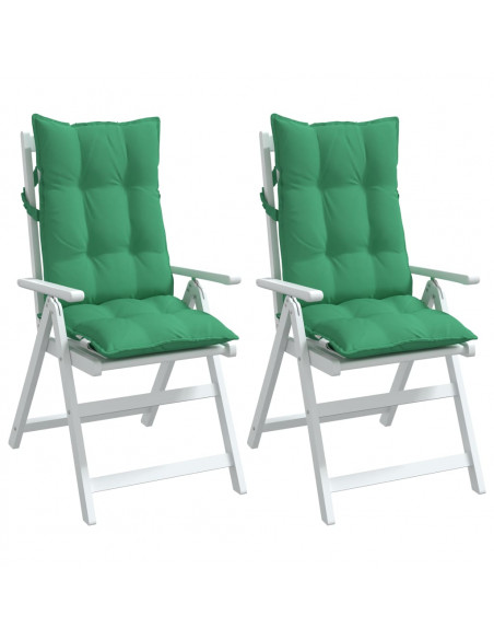 Cuscini per Sedia con Schienale Alto 2 pz Verde Tessuto Oxford