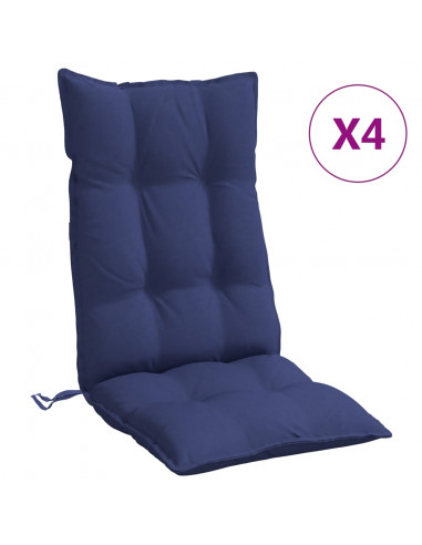 Cuscini Sedia con Schienale Alto 4 pz Blu Marino Tessuto Oxford