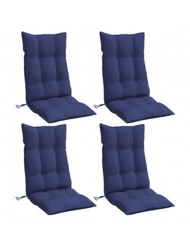 Cuscini Sedia con Schienale Alto 4 pz Blu Marino Tessuto Oxford