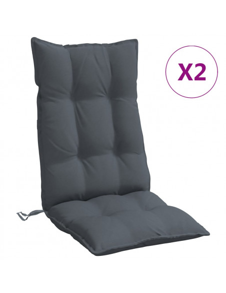 Cuscini per Sedia Schienale Alto 2 pz Antracite Tessuto Oxford