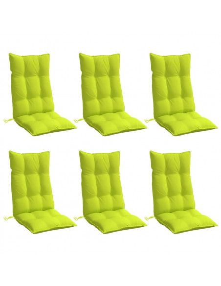 Cuscini Sedia Schienale Alto 6 pz Verde Chiaro Tessuto Oxford