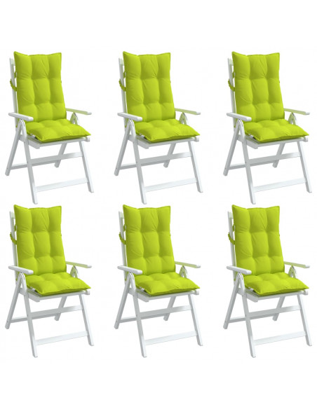 Cuscini Sedia Schienale Alto 6 pz Verde Chiaro Tessuto Oxford