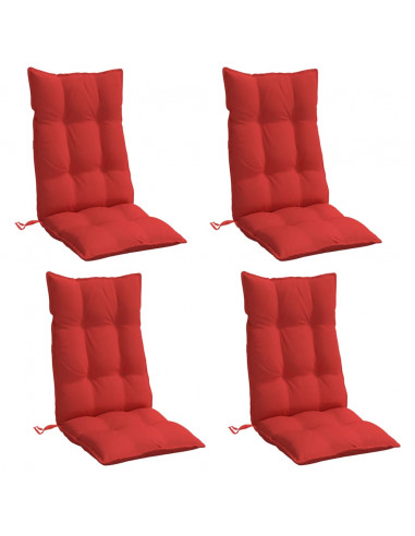 Cuscini per Sedia con Schienale Alto 4 pz Rosso Tessuto Oxford