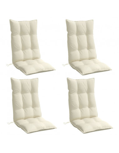 Cuscini per Sedia con Schienale Alto 4 pz Crema Tessuto Oxford
