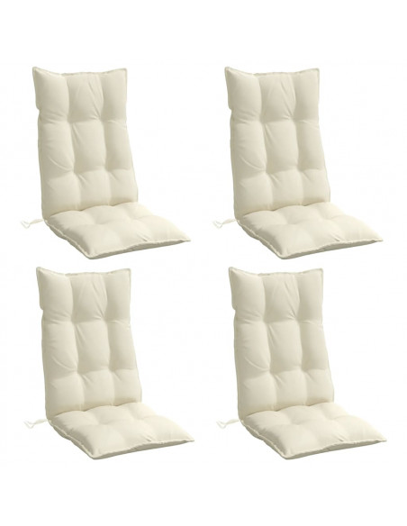 Cuscini per Sedia con Schienale Alto 4 pz Crema Tessuto Oxford