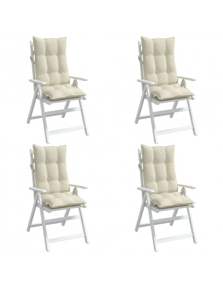Cuscini per Sedia con Schienale Alto 4 pz Crema Tessuto Oxford