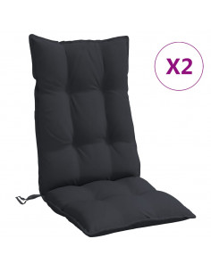 Cuscini per Sedia con Schienale Alto 2pz Nero in Tessuto Oxford 2