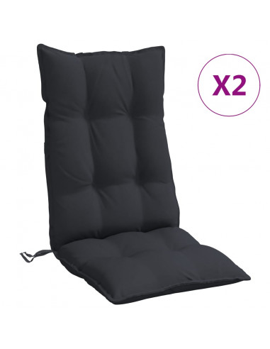 Cuscini per Sedia con Schienale Alto 2pz Nero in Tessuto Oxford