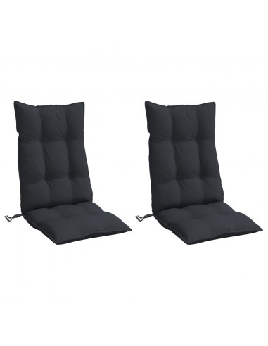 Cuscini per Sedia con Schienale Alto 2pz Nero in Tessuto Oxford