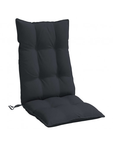 Cuscini per Sedia con Schienale Alto 2pz Nero in Tessuto Oxford