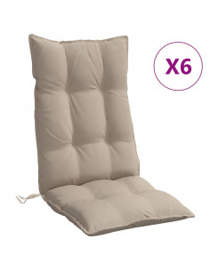 Cuscini per Sedia con Schienale Alto 6pz Tortora Tessuto Oxford 2