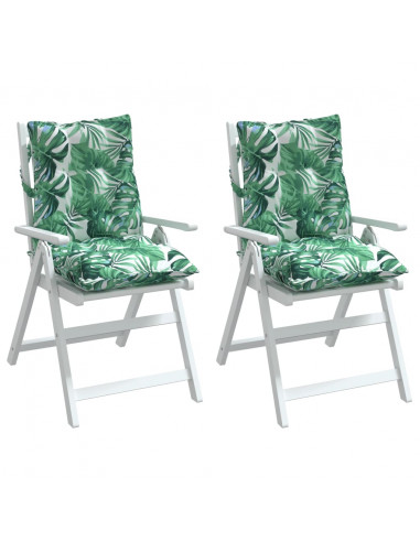 Cuscini Sedia Schienale Basso 2 pz Motivo Foglie Tessuto Oxford