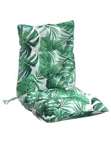 Cuscini Sedia Schienale Basso 2 pz Motivo Foglie Tessuto Oxford