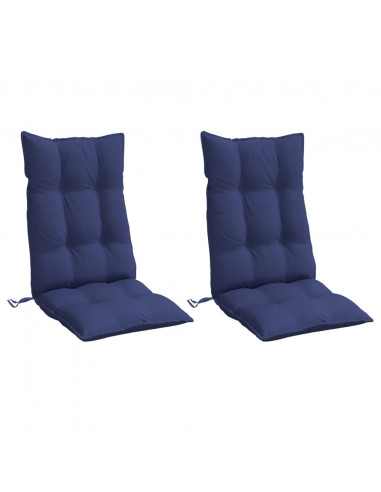 Cuscini Sedia Schienale Alto 2 pz Blu Marino in Tessuto Oxford