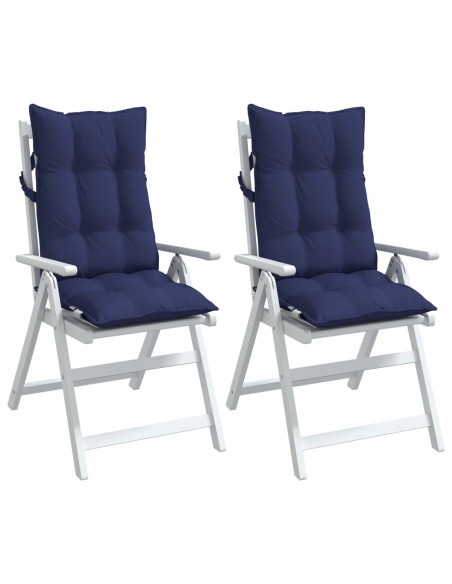 Cuscini Sedia Schienale Alto 2 pz Blu Marino in Tessuto Oxford