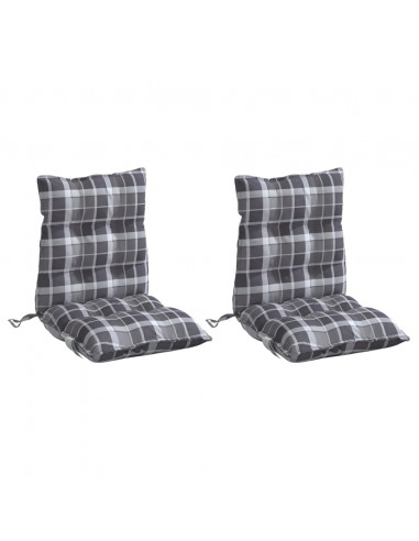 Cuscini Sedia Schienale Basso 2 pz Quadri Grigio Tessuto Oxford