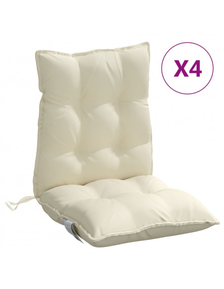 Cuscini per Sedia Schienale Basso 4 pz Crema in Tessuto Oxford