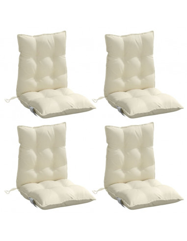 Cuscini per Sedia Schienale Basso 4 pz Crema in Tessuto Oxford