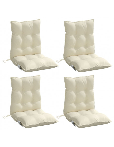 Cuscini per Sedia Schienale Basso 4 pz Crema in Tessuto Oxford