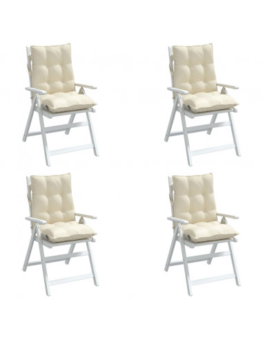 Cuscini per Sedia Schienale Basso 4 pz Crema in Tessuto Oxford
