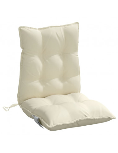 Cuscini per Sedia Schienale Basso 4 pz Crema in Tessuto Oxford