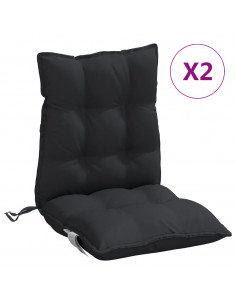 Cuscini per Sedia Schienale Basso 2 pz Neri in Tessuto Oxford 2