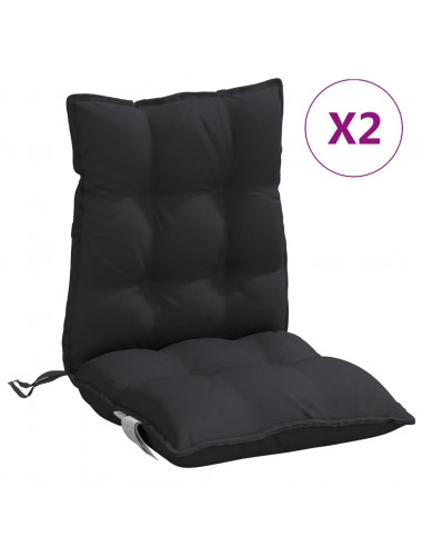 Cuscini per Sedia Schienale Basso 2 pz Neri in Tessuto Oxford
