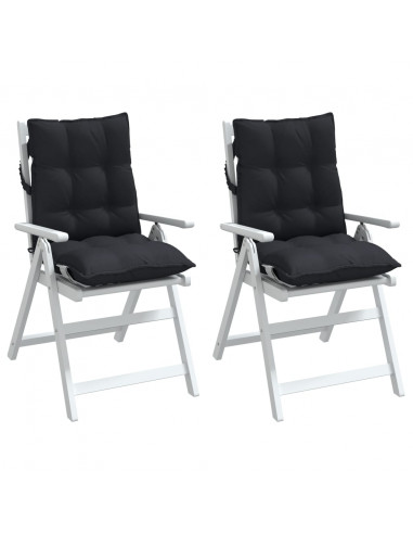 Cuscini per Sedia Schienale Basso 2 pz Neri in Tessuto Oxford