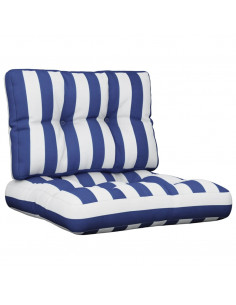 Cuscini per Pallet 2 pz Strisce Blu e Bianche in Tessuto 2