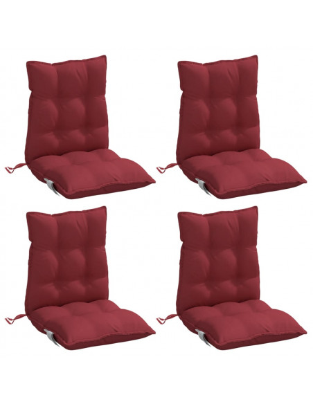 Cuscini per Sedia Schienale Basso 4pz Rosso Vino Tessuto Oxford