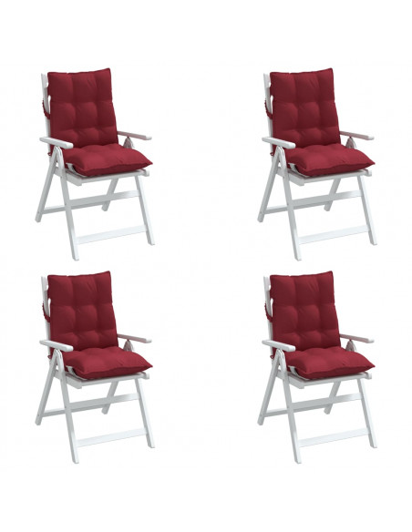 Cuscini per Sedia Schienale Basso 4pz Rosso Vino Tessuto Oxford