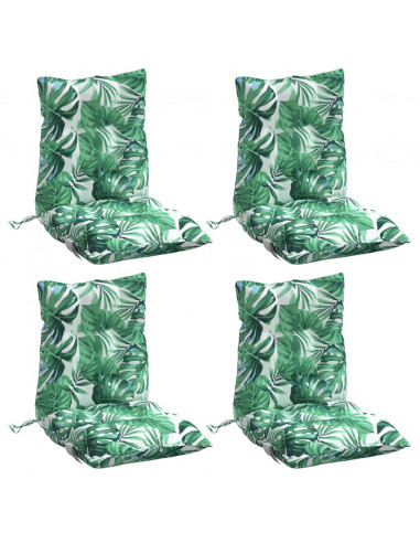 Cuscini Sedia Schienale Basso 4 pz Motivo Foglie Tessuto Oxford
