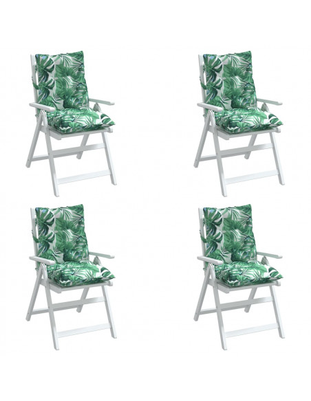 Cuscini Sedia Schienale Basso 4 pz Motivo Foglie Tessuto Oxford