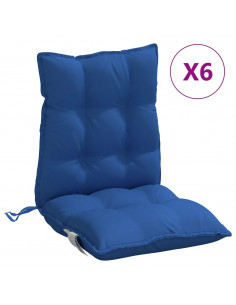 Cuscini Sedia con Schienale Basso 6 pz Blu Reale Tessuto Oxford 2