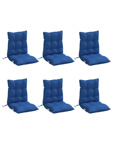 Cuscini Sedia con Schienale Basso 6 pz Blu Reale Tessuto Oxford