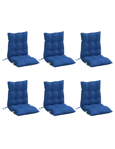 Cuscini Sedia con Schienale Basso 6 pz Blu Reale Tessuto Oxford