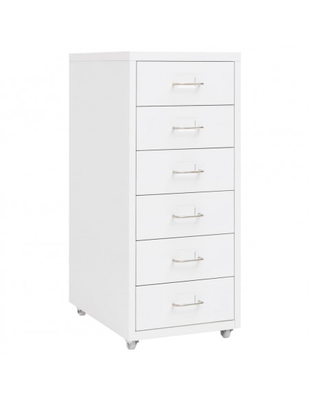 Schedario Mobile Bianco 28x41x69 cm in Metallo