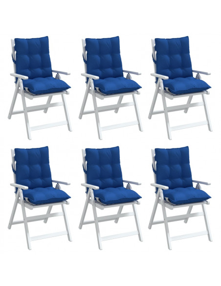 Cuscini Sedia con Schienale Basso 6 pz Blu Reale Tessuto Oxford