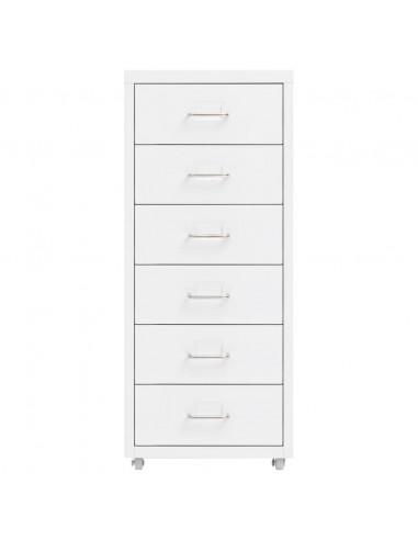 Schedario Mobile Bianco 28x41x69 cm in Metallo