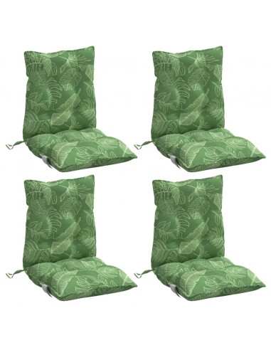 Cuscini Sedia Schienale Basso 4 pz Motivo Foglie Tessuto Oxford