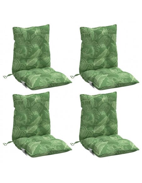 Cuscini Sedia Schienale Basso 4 pz Motivo Foglie Tessuto Oxford