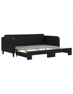 Divano Letto con Letto Estraibile Nero 90x200 cm in Tessuto 2